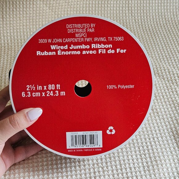 Ashland Christmas Wired‎ Jumbo Ribbon - Black & White Checkers - NEW - Picture 2 of 4